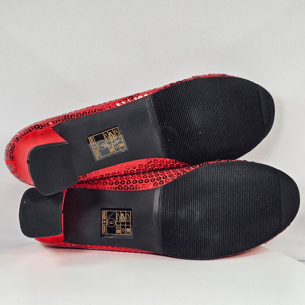 New Ellie Shoes 203-Judy Womens Red Sequined Ruby Slipper Costume Pump Heel Sz 9 - Picture 6 of 9